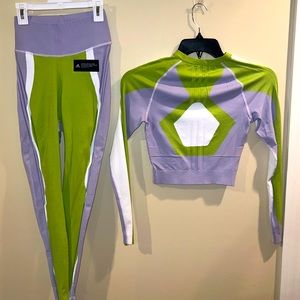 Adidas yoga set NWOT high waist leggings & long sleeve crop top exercise outfit